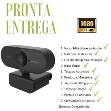 Imagem de Webcam Fullhd 1080P Câmera Com Microfone - Plug & Play Pronta Entrega