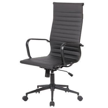 Imagem de Cadeira Giratória Alta Office Sevilha Esteirinha Rivatti em Pu Preto Aço Preto Base Rodízio