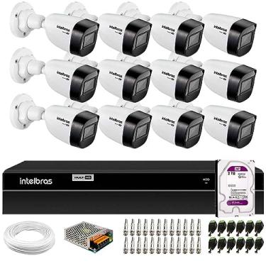 Imagem de Kit 12 Câmeras Intelbras VHD 1130 B HD 720p Bullet com Visão Noturna 30 Metros Resistente à Chuva IP67 + DVR MHDX 1216 Full HD 16 Canais + HD 2TB