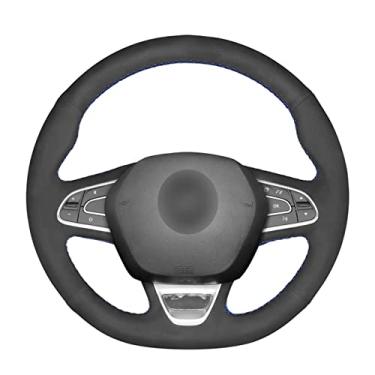 Imagem de Capa de volante de couro confortável antiderrapante costurada à mão preta, apto para Renault Megane 4 Grand Scenic Kadjar Koleos Talisman Espace QM6