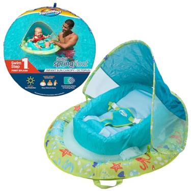 Imagem de SwimWays Baby Spring Float with Adjustable Canopy and UPF Sun Protection, Green Octopus