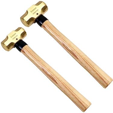 Imagem de WEDO Conjunto de marreta de latão 2 peças, 1,3 kg + 2,2 kg, cabo de madeira, forjado, resistente à corrosão, padrão DIN