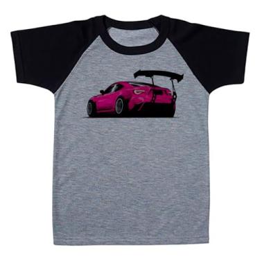 Imagem de Camiseta Raglan Infantil Cinza Carro Esportivo Drif Roxo (BR, Numérico, 2, Regular, Polialgodão)