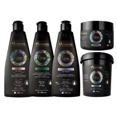 Imagem de Kit Arvensis Cachos Shampoo Condicionador Ativador Máscara Ondulados Geleia Suave