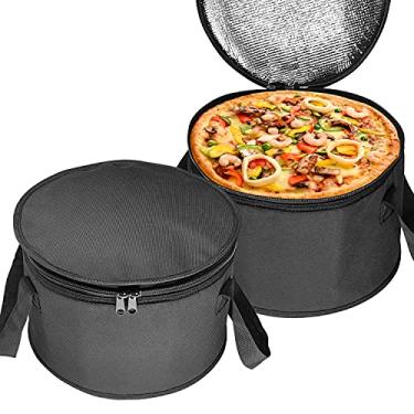 Imagem de Yalin 2 Pack 11X7 inch Round Insulated Thermal Pie Carrier Slow Cooker Bag,Reusable Insulated Cake Carriers Casserole Carrier Cooler Bags for Potluck,Picnics,Collapsible Lunch bag for Delivery (Black)