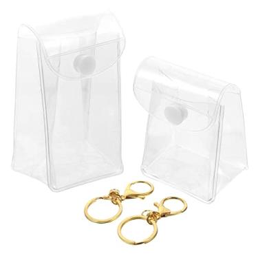 Imagem de Hushuwan Clear Lip Gloss Mini Bolsa de Maquiagem Transparente Batom Organizador Bolsas Clip-on Titular Chaveiro 2pcs Pequenos Sacos de Cosméticos de Plástico Viagem Saco de Maquiagem de Higiene Pessoa