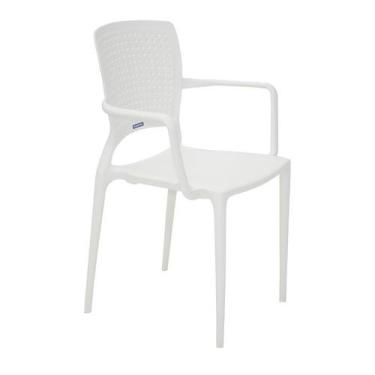 Imagem de Cadeira Plastica Monobloco Com Bracos Safira Branca - Tramontina