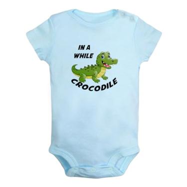 Imagem de iDzn Baby See You Later Jacaré, In A While Crocodile, Macaquinho divertido para recém-nascido, macacão infantil gráfico, Azul tipo 2, 6-12 Months