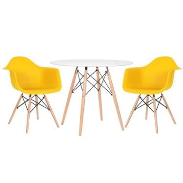 Imagem de Mesa Redonda Eames 90 Cm + 2 Cadeiras Eiffel Daw - Mobili
