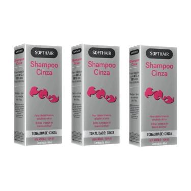 Imagem de Shampoo Soft Hair 60Ml Cinza - Kit Com 3Un