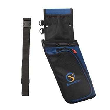 Imagem de BowQier Suporte para aljava de flecha nas costas para tiro com arco, bolsa de transporte pendurada na cintura – Cinto de nylon ajustável para caça com arco e prática ao alvo para jovens e adultos