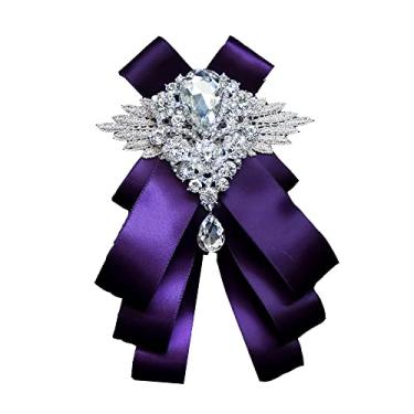 Imagem de Chamvino Master of cerimonies bridegroom padrinhos vestido de banquete terno gravata borboleta broche cavalheiro grande broche de laço de diamante (opção multicolorida), Zinco, Pirita de ferro