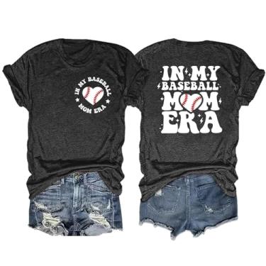 Imagem de Camisetas de beisebol Mom Women in My Baseball Mom Era, camisetas engraçadas de beisebol com estampa de mamãe, Beisebol cinza 2, G