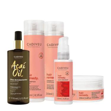 Imagem de Kit Cadiveu Essentials Hair Remedy Shampoo Condicionador Máscara Leave
