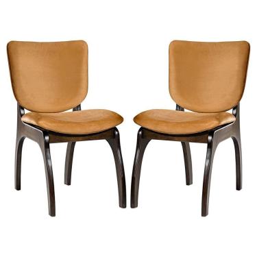 Imagem de Kit 2 Cadeiras para Sala de Estar 44 x 86 Cm Irlanda Madeira Maciça Tabaco Suede Terracota L79 - RMI