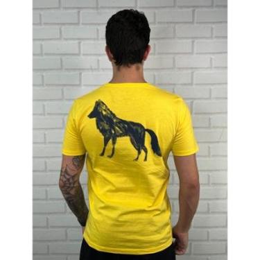 Imagem de Camiseta Acostamento Básica Lobo nas Costas Amarelo - P - Amarelo-Masculino