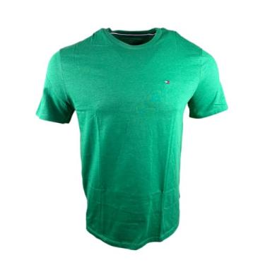 Imagem de Tommy Hilfiger Camiseta masculina gola redonda, modelagem clássica, manga curta, cor lisa, Verde mesclado, M