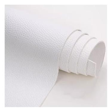Imagem de Costura e Tecido Tecido De Couro Engrossado Por Metro, Folhas De Couro Texturizadas De Lichia, Tecido De Couro Falso Pu De Costura Diy Para Estofados, Sofás, Assentos De Carro(Color:White)