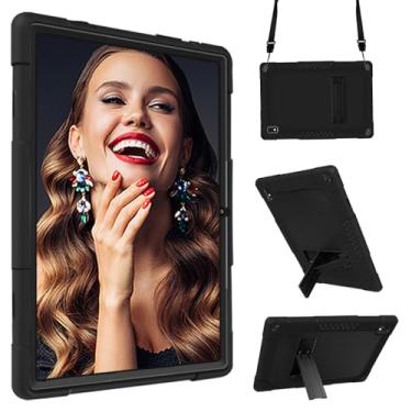 Imagem de FIEWESEY Capa híbrida à prova de choque para crianças com alça de ombro para Vastking KingPad K10/KingPad K10 Pro/KingPad Z10/BYYBUO SmartPad A10/Sgin/Oangcc 10,1 polegadas Android 10 Tablet (preto/preto)