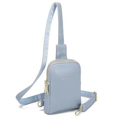 Imagem de INICAT Bolsa Tiracolo Pequena para Mulheres, Bolsa de Couro Vegano para Celular, Azul Claro, P