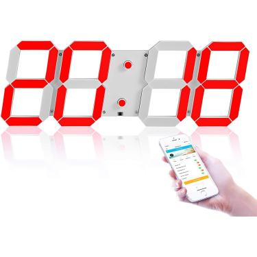 Imagem de Relógio de parede grande, temporizador de fitness para cozinha - controle WiFi via Internet, LED digital com brilho de 8 níveis ajustável, ideal para idosos de academia em casa, escritório,