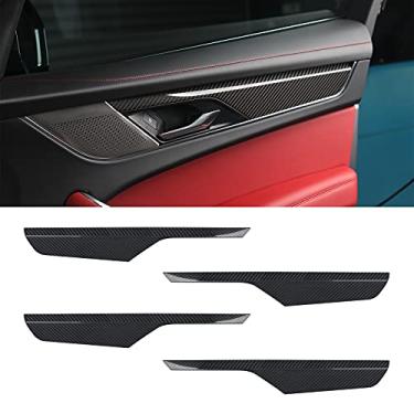 Imagem de Acessórios de carro 4 Pics Capa de painel de maçaneta de porta moldura de acabamento em carbono puro seco adesivos adequados para Jaguar F-Pace XF (para capa de painel de porta de 4 carros)