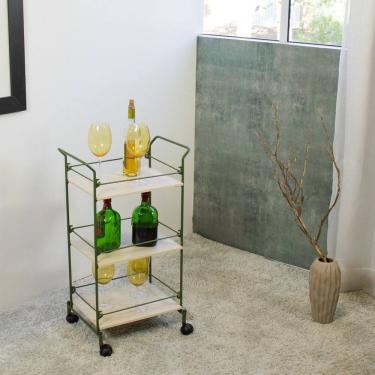 Imagem de Carrinho de Bebidas Decorativo Retangular 3 Andares Verde Oliva/Legno