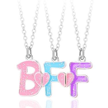 Imagem de Lezmoii Colar Best Friend Friendship Gifts Magnetic Matching BFF para 3 meninas, Metal, Sem Pedra Preciosa