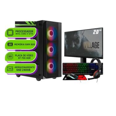 Imagem de PC Gamer Completo Alligator Shop Intel i7 3770, GeForce GT 730 4GB, Memoria 8GB DDR3, SSD 240GB, Monitor 20 Polegadas