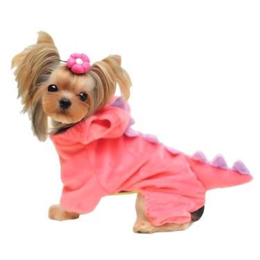Imagem de Fantasia de dinossauro para cães da NACOCO para animais de estimação rosa roupas para cães de médio e grande porte (Rosa, PP)