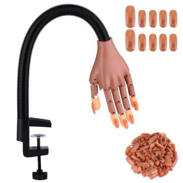 Imagem de Mão Articulável De Treino Manicure Com Garra + 105 Unhas