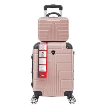 Imagem de Kit Mala De Viagem Bordo Pequena 10kg Frasqueira P Tripx (Rose Gold)