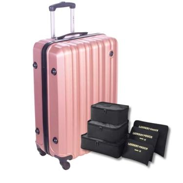 Imagem de Mala de Viagem Sestini Com Kit Organizador Padrão ANAC, com Cadeado Integrado, Rodas 360° em ABS Reforçado To-Go (Rose, Grande)