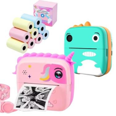 Imagem de Câmera Instantânea Infantil Full Hd Imprimi Foto + 4 Bobinas - Menina Rosa