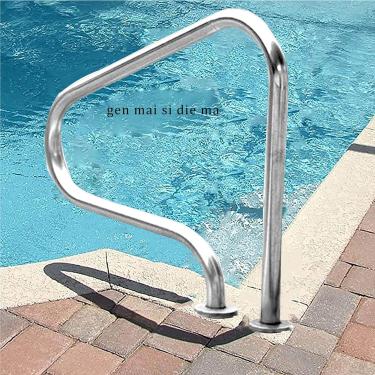 Imagem de Trilho para piscina 31x31 pol. Corrimão para piscina em aço inoxidável 304 prata à prova de ferrugem Corrimão para piscina Corrimão humanizado para piscina, conjunto completo de acessórios (