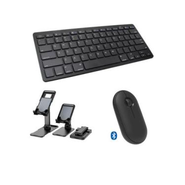 Imagem de Teclado e Mouse Bluetooth + Suporte Para Tablet Lenovo P11 Plus - Fam