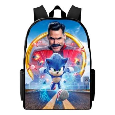 Imagem de Mochila Escolar sonic Masculina Volta As Aulas Bolsa Juvenil Top Lança