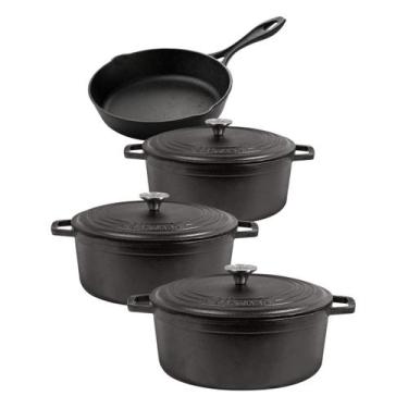 Imagem de Jogo de panela de ferro fundido caçarola Neo 16 18 22 tampa de ferro a