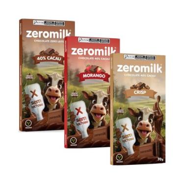 Imagem de Kit com 3 Tabletes de Chocolate Vegano 40% Cacau Sortidos de 70g cada - Zeromilk