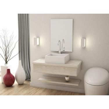 Imagem de Bancada Metrópole 806w 80cm C/cuba Q355 e Espelheira - Compace, Snow