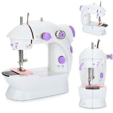 Imagem de Mini Maquina Costura Portátil C Pedal Controle Manual Cor - Guiro