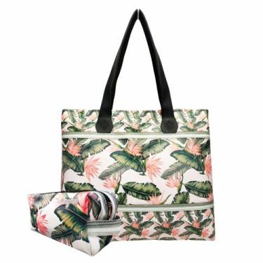 Imagem de Bolsa Feminina e Necessaire Tropical Folhas Magicc Bolsas