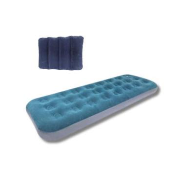 Imagem de Colchão Inflável Solteiro Com Inflador Embutido + Travesseiro - OMEGA