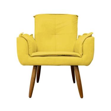 Imagem de Poltrona Estofada Para Sala de Estar Emília Plus Suede Amarelo - LM DE