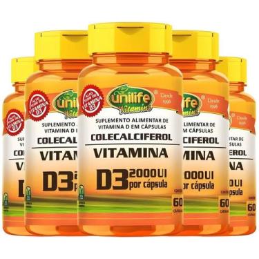 Imagem de KIT C/5 Un. Suplemento Vitamina D3 2000 Ui Colecalciferol 470mg 60 Cap