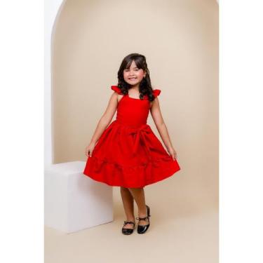 Imagem de Vestido infantil juvenil soltinho luxo natal ano novo verão fresquinho