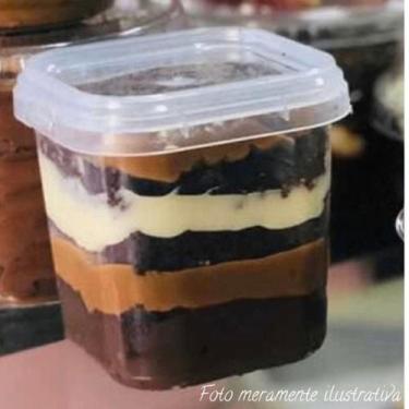 Imagem de 200un Pote Quadrado Com Lacre Bolo No Pote Descartável 220ml - WSPLAST