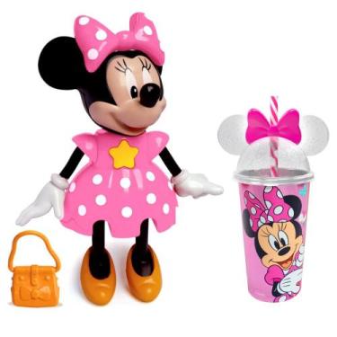 Imagem de Kit Infantil Boneca Conta História da Minnie com Copo Orelhas Original
