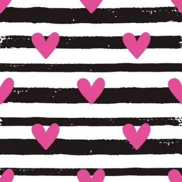 Imagem de Papel De Parede Adesivo Coração Rosa Litras Branco E Preto Quarto 1.5m