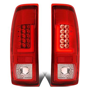 Imagem de DNA Motoring TL-F25008-LED-RD3D-CH-RD Par de luzes traseiras de barra de LED 3D compatíveis com 08-16 F-250-F-550 SD/09-16 F-350 F-450/15-16 F-550, cromo/vermelho